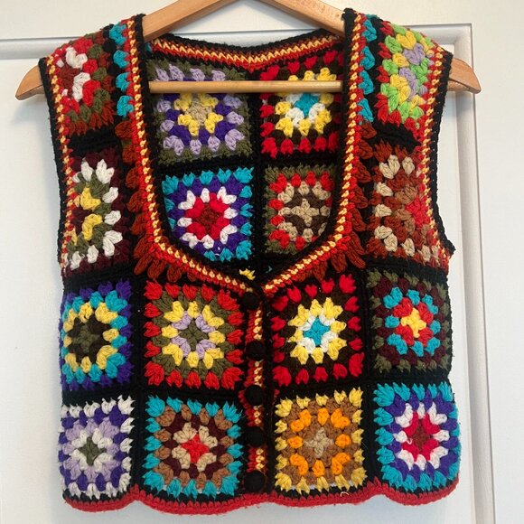 Vintage handmade crochet vest, approximately size Small-Medium women's - Picture 1 of 5